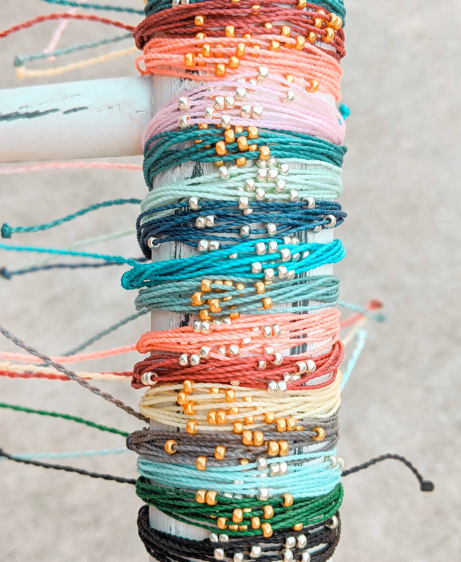 DIY Fashion Wax Cord Bracelet with Flower Beads