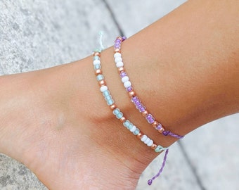 Morse Code Anklet, Personalized Unique String Beads Gift, Custom Pura Vida Hidden Message or Name Jewelry, Colorful Waterproof & Adjustable