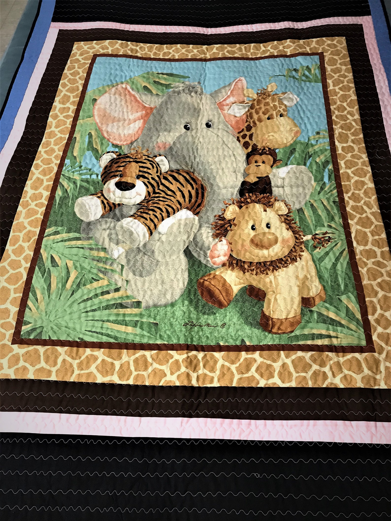 Handmade twin size childs jungle friends quilt Etsy