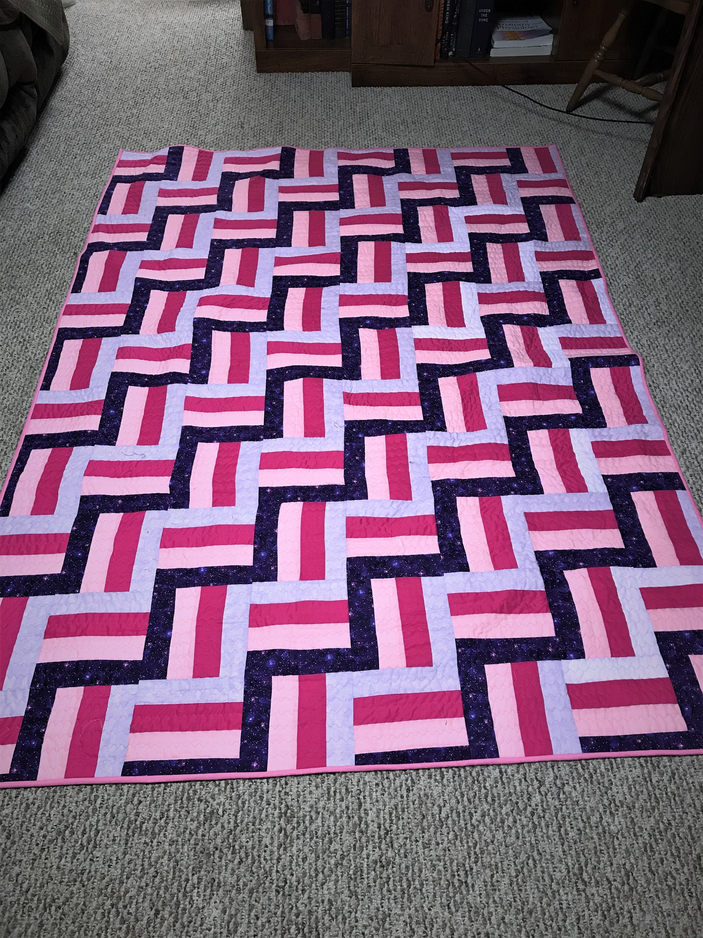 Handmade Pink and Purple quilt Etsy