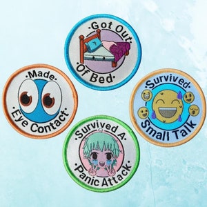 Mental Health Embroidered Merit Badge | Anxiety Adulting Iron On Patch | Funny Patches