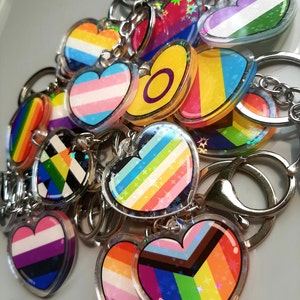 Pride Heart Acrylic Keychain | Rainbow Pride Charm