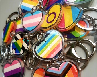 Pride Heart Acrylic Keychain | Rainbow Pride Charm