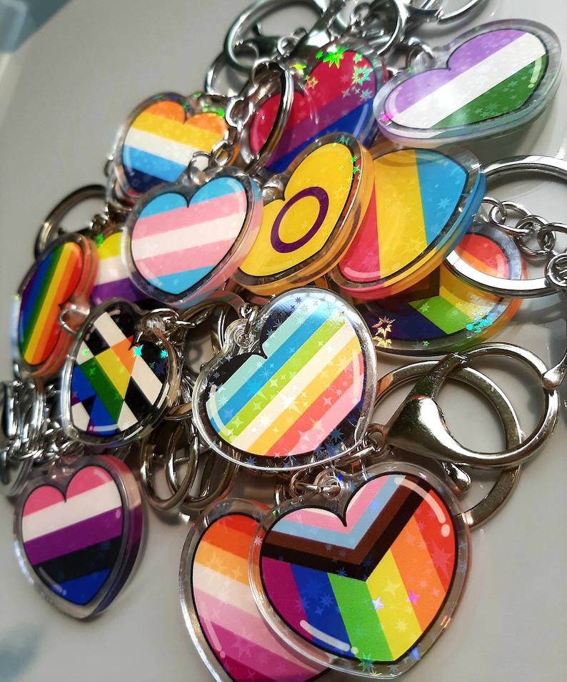 Pride Key Pride Heart Acrylic Keychain | Rainbow Pride Charm - Etsy