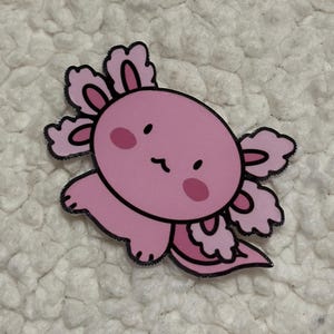 Kawaii Pink Axolotl Sticker, Waterproof Holographic Vinyl image 2