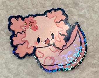 Axolotl Sticker | Kawaii Sakura - Waterproof Die Cut