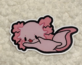 Kawaii Axolotl Sticker, Die Cut Holographic Waterproof Vinyl