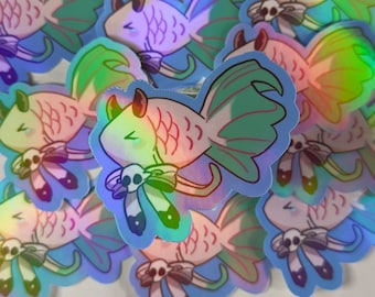 Kawaii Fish Sticker, Toilet Bound Hanako-kun Inspired, Waterproof Glitter Die Cut