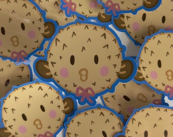 Kawaii Puffer Fish Sticker, Bow, Waterproof Die Cut