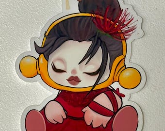 Flower Girl Skull Panda Vinyl Sticker: Waterproof Anime Art, Laptop Decal