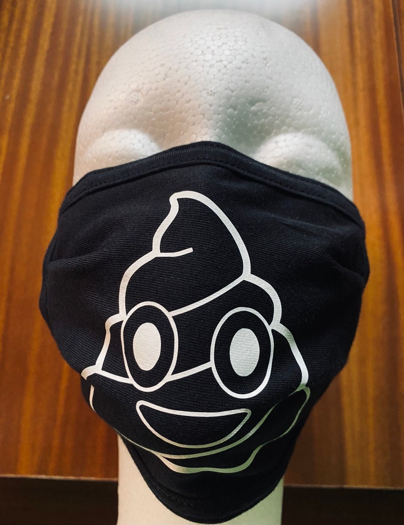 White Poop Emoji Face Mask Etsy
