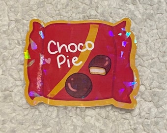 Kawaii Chocolate Pie Sticker, Holographic Japanese Snack