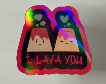 I Lava You Volcano Sticker, Kawaii Love Gift