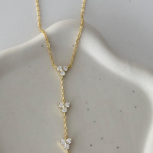 Lariat Necklace, Dainty Long Y Necklace 14k Gold, 925 Sterling Silver, Minimalist Jewelry Women