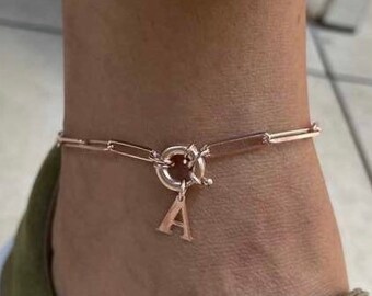 Gold Initial Anklet, Letter Anklet, Link Chain Anklet, Personalized Gifts, Beach jewelry, Summer Ankle Bracelet, Trendy Jewelry, Birthday