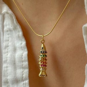 925 Sterling Silver Movable 3D Fish Necklace, Fish Charm Gold Rose Silver, Pisces Necklace, Sea Lover Necklace, Layering Necklaces for Women