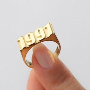 Sterling Silver Year Ring: Personalized Date, Birthday Gift