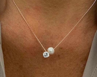 Single Pearl Solitaire Necklace Choker, Pearl Jewelry, Minimal Everyday Necklace, Birthday Gift for her, Bridesmaid gifts, 925 Silver