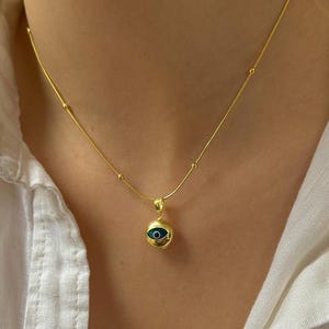 Evil Eye Necklace 14k Gold, Lucky Evil Eye Pendant, Protection Necklace, Gift for Her, 925 Sterling Silver, Evil Eye Jewelry
