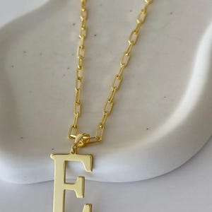 Sterling Silver Initial Necklace: Personalized Large Letter Pendant