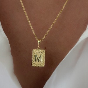 14k Gold Vermeil Initial Pendant Necklace: Sterling Silver Personalized Jewelry