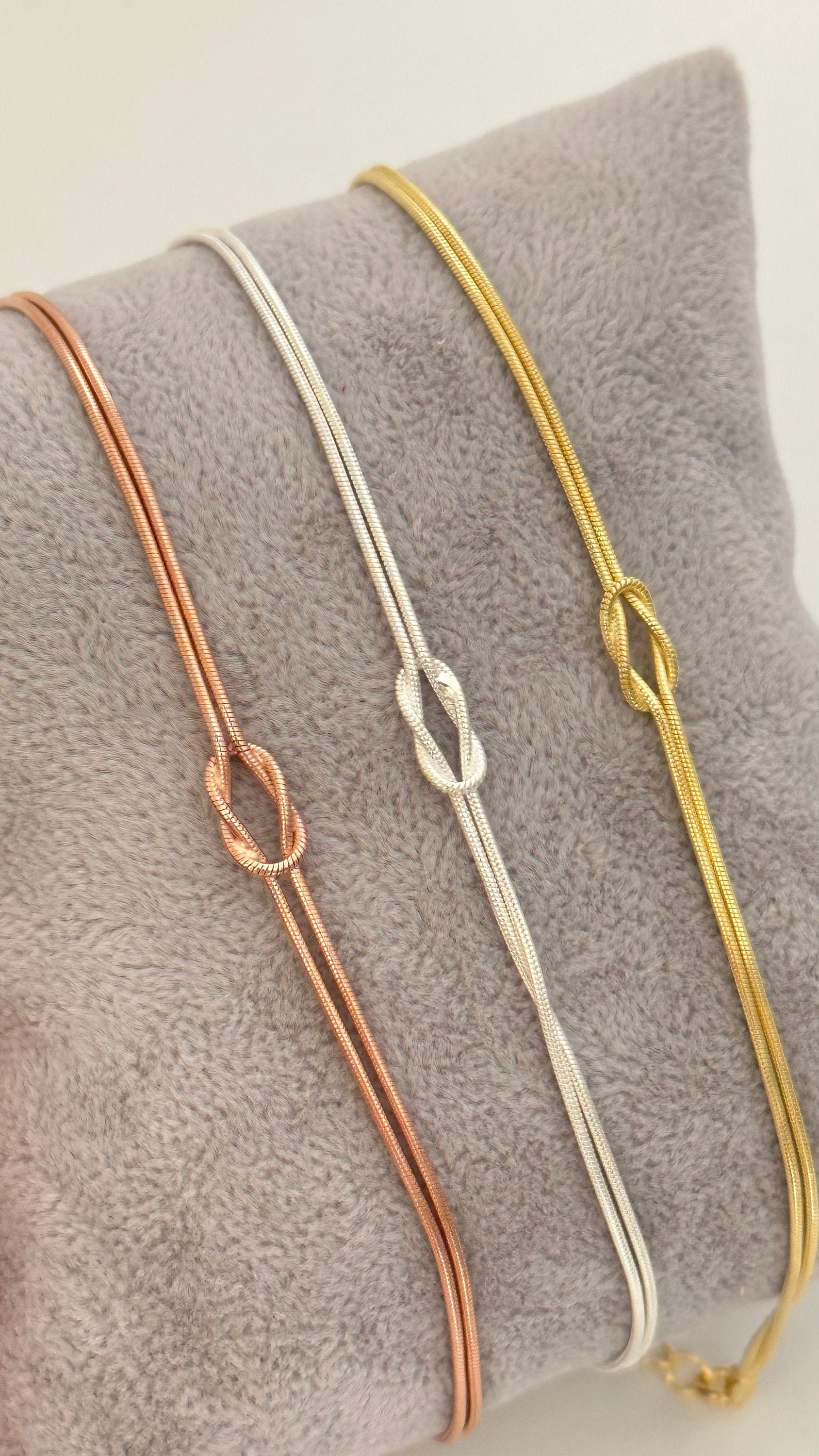 Love Knot Necklace Gold, Double Chain Knot Necklace, Knot