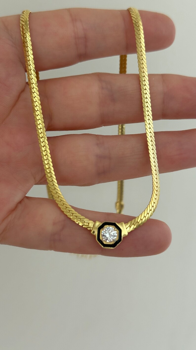 Herringbone Chain Necklace Snake Necklace Choker Omega Etsy