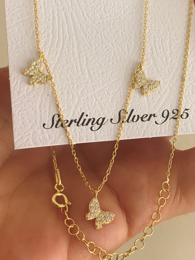 Butterfly Necklace in Sterling Silver, PAVE Tiny Butterfly Necklace