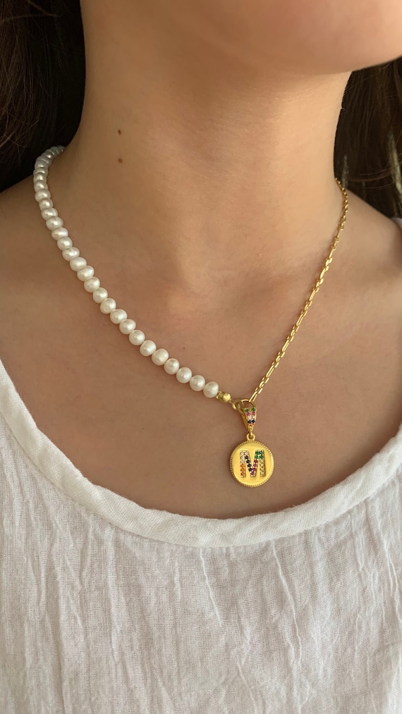 MELINDA MARIA | Samantha Half Chain Pearl Necklace