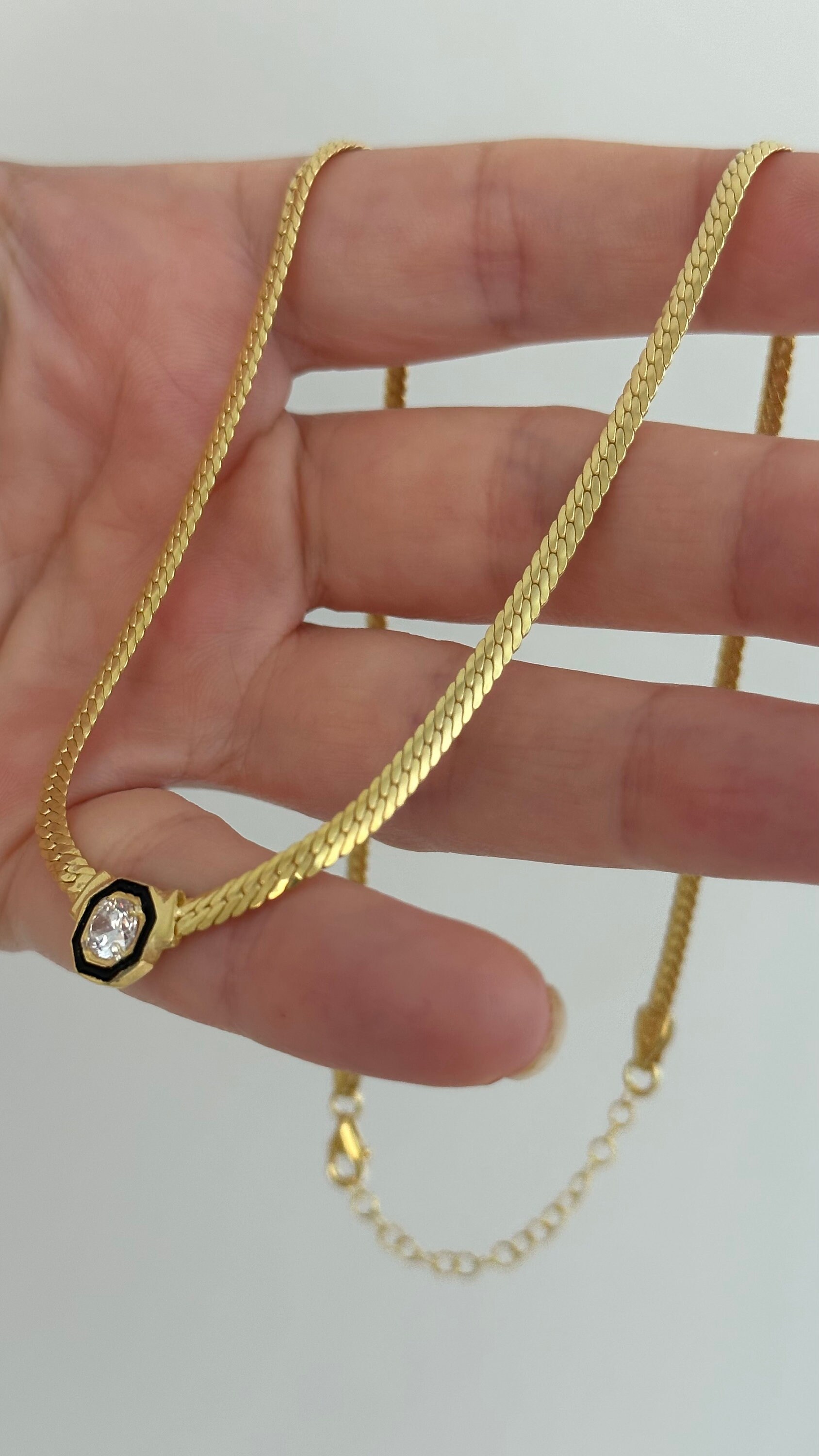 Herringbone Chain Necklace Snake Necklace Choker Omega Etsy