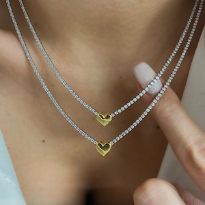 Tennis Necklace Choker, Diamond Tennis Chain, Diamond Choker, CZ Necklace, Crystal Necklace, Mother&#39;s Day Gift, Mom Necklace, Cubic Zirconia