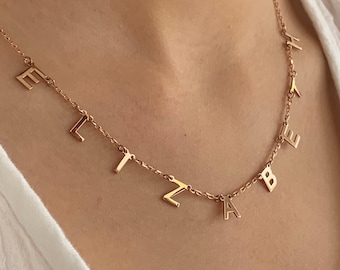 Personalized Name Necklace, Gold initial Necklace, Personalized Gifts, Custom Name Necklace, Letter Necklace, Gift for her, 925 Silver