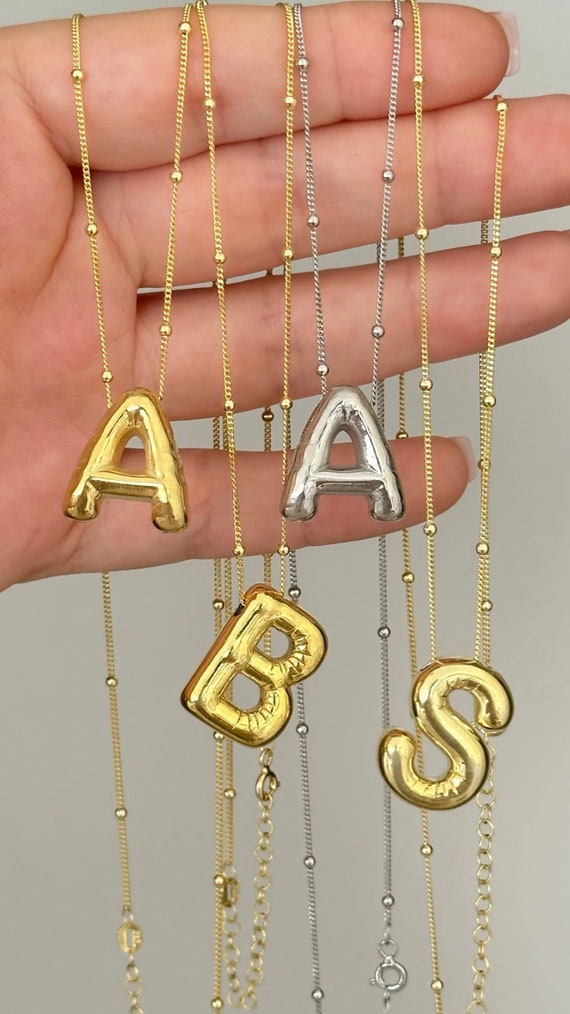 Amazon.com: Balloon Alphabet Pendant,Vlessi Balloon Alphabet Pendant,Bubble  Letter Necklace Balloon Initial Necklaces for Women Girls Alphabet Pendant  18K Gold Plated Jewelry (Color : A_ONE SIZE) : Clothing, Shoes & Jewelry