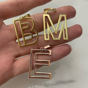 Sterling Silver Big Letter Initial Earrings: Personalized CZ Jewelry