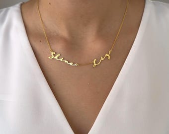Custom 14K Gold Plated Name Necklace: Sterling Silver Family Jewelry
