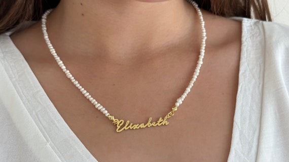 Pearl necklace cheap with name