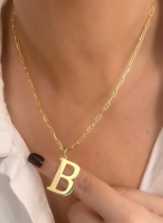 Collar Con Dije De Letra Inicial Chapado En Oro 14K - Unisex, Varios Estilos, Regalo Perfecto