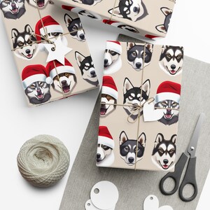 Husky Gift Wrap Paper | Santa Husky | Holiday Husky | Wrapping Paper | Presents | Siberian | Malamute | Dog wrapping paper | Pawlidays