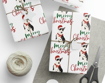 Holiday Bull Terrier Dog Wrapping Paper | Dog gift wrap | Christmas wrapping paper | dog lovers | Bull Terrier Gift Wrap | Bull Terrier xmas