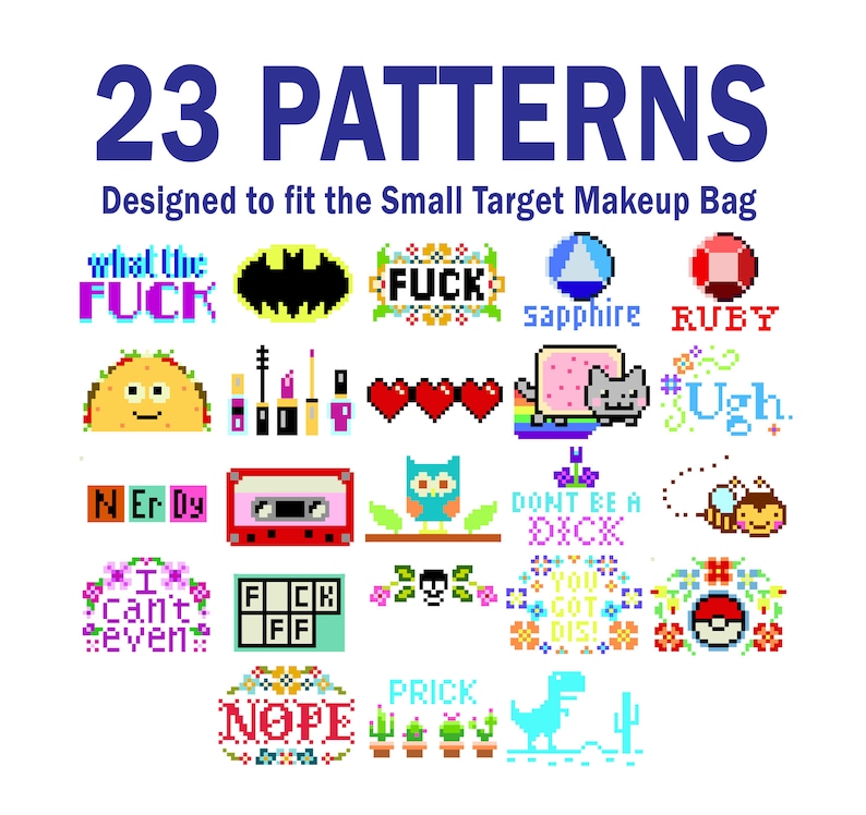 Small Target Bag Cross Stitch Template and 23 Patterns Etsy