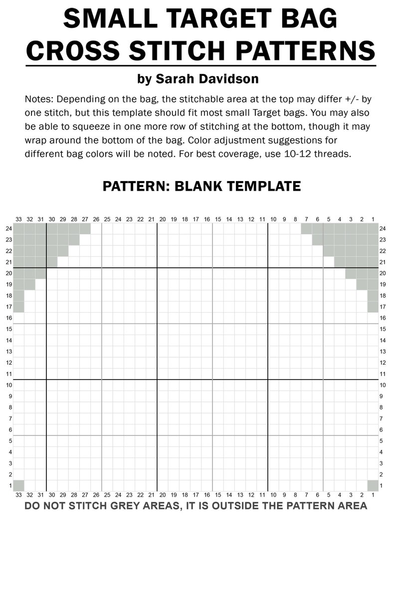 Small Target Bag Cross Stitch Template and 23 Patterns Etsy