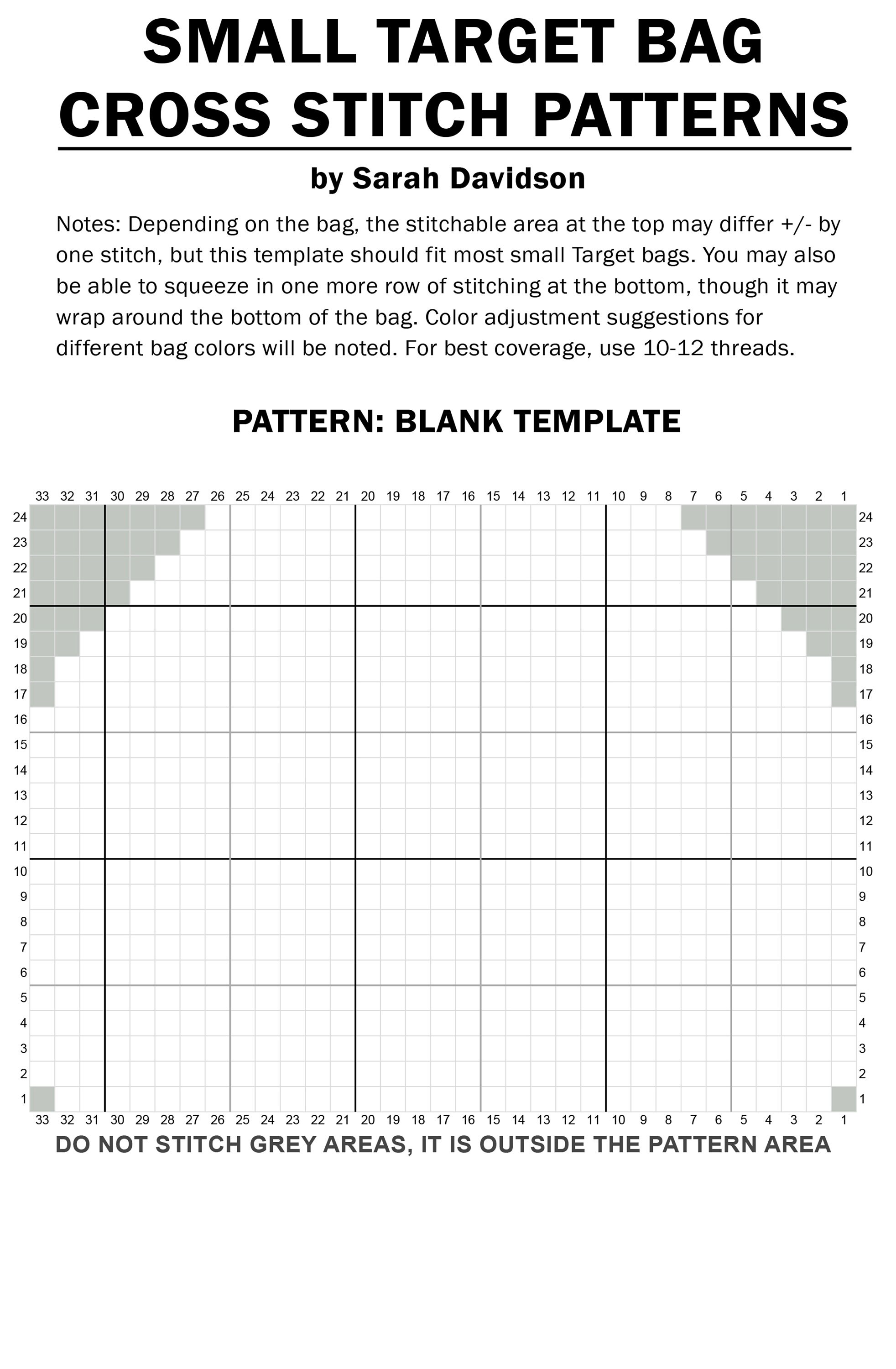 Small Target Bag Cross Stitch Template and 23 Patterns Etsy Norway