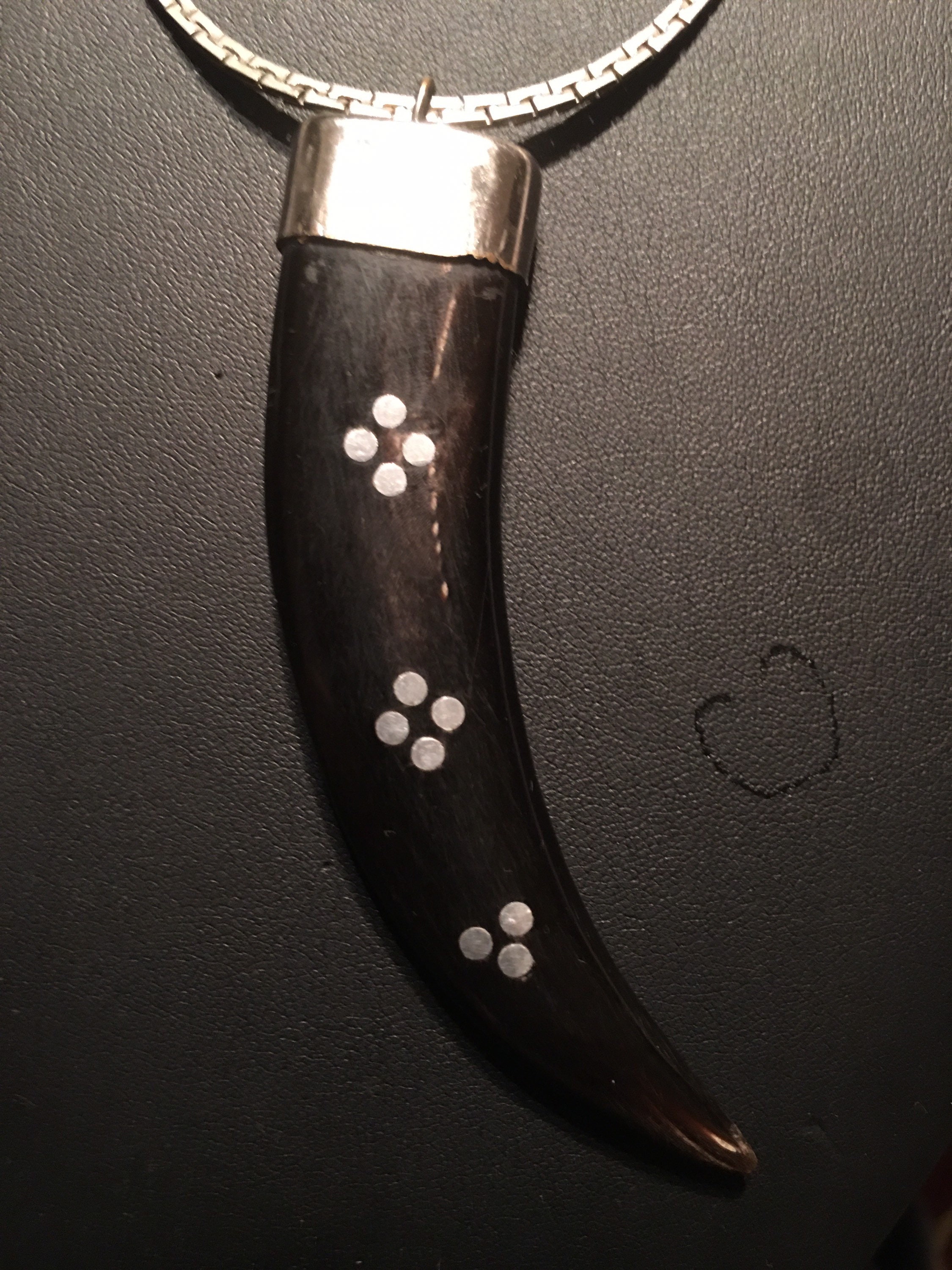 Vintage buffalo horn pendant necklace Etsy