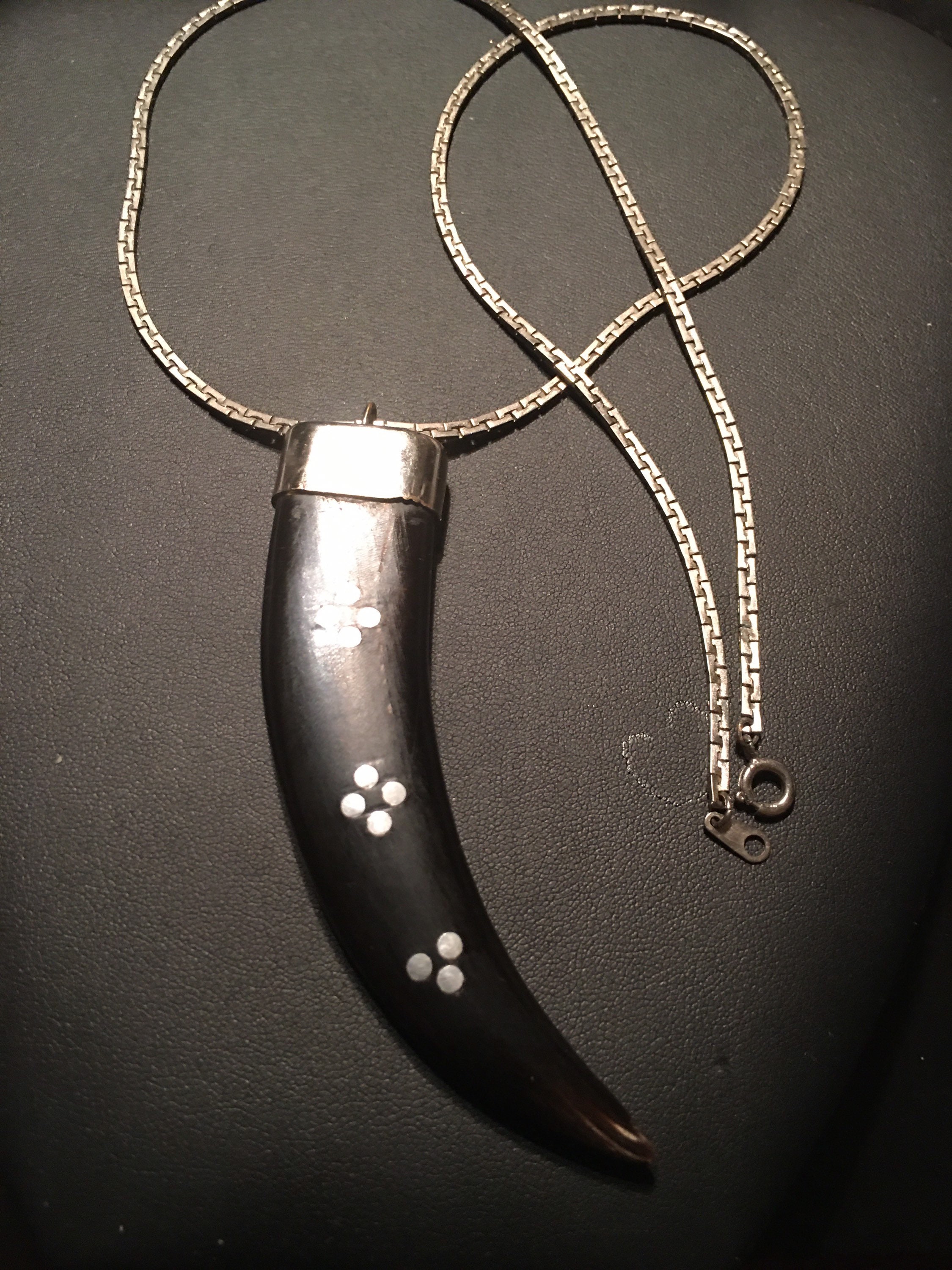 Vintage buffalo horn pendant necklace Etsy