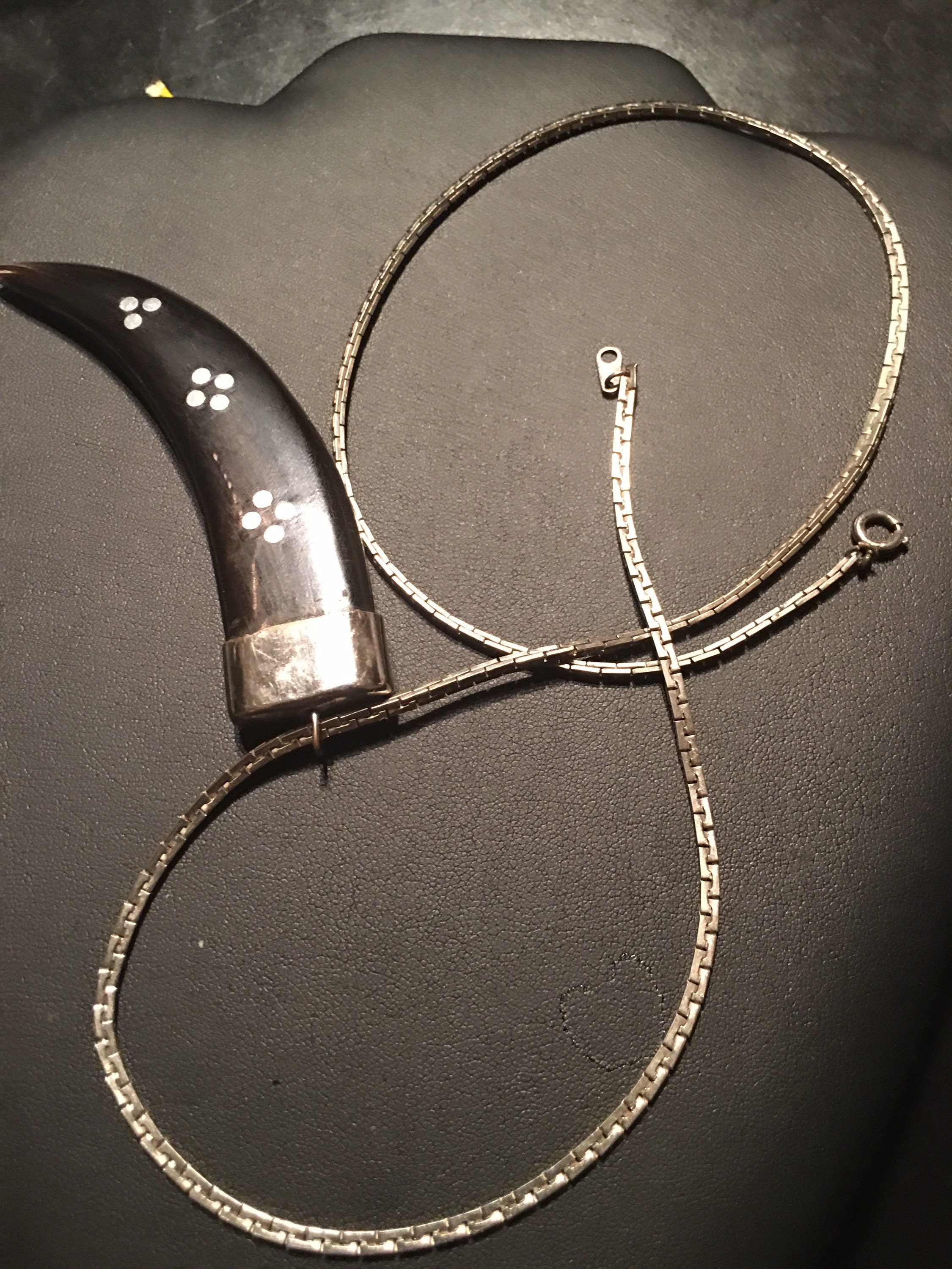 Vintage buffalo horn pendant necklace Etsy