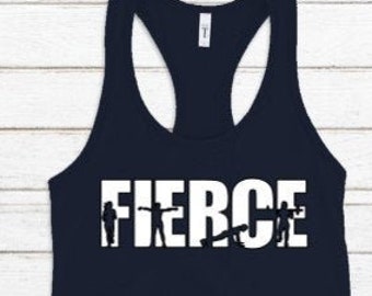 FIERCE RUNNING FITNESS Weight Lifting Tank Top / Women's Racerback Tank / Choice of Colors/ Ladies Gym Tank Top