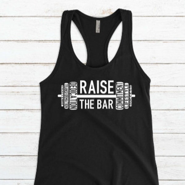 RAISE THE BAR / Weight Lifting Shirt / Body Pump Shirt / Womens Racerback Tank Top