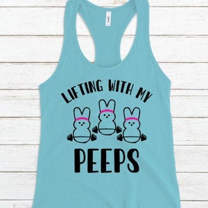 LIFTING WITH My PEEPS / Easter Fitness Tank Top / Weight Lifting Women's Racerback Shirt