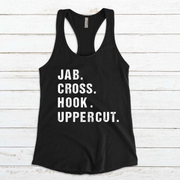 JAB CROSS HOOK Uppercut / Body Combat Soft Racerback Tank / Kickboxing Shirt for Women