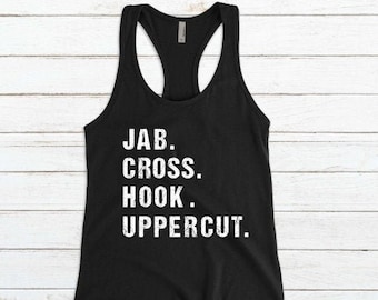 JAB CROSS HOOK Uppercut / Body Combat Soft Racerback Tank / Kickboxing Shirt for Women